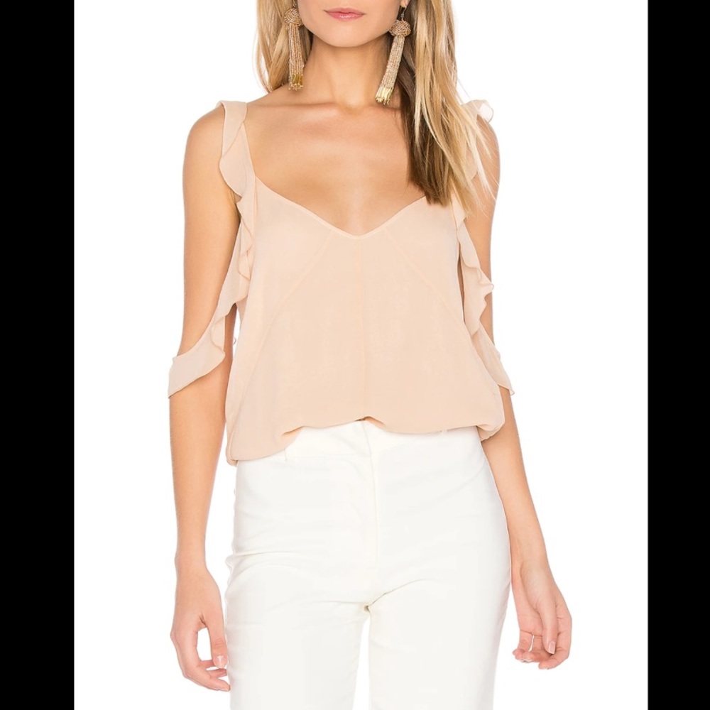 ELIZABETH AND JAMES Cheryl Ruffle Tank in Biscuit XS